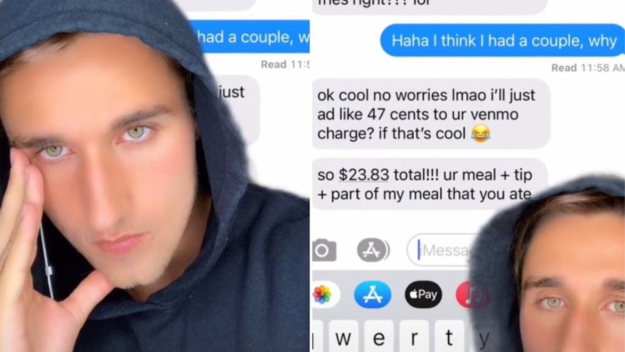 <p>TikToker Peter shares the awkward exchange in the background for people to read </p>