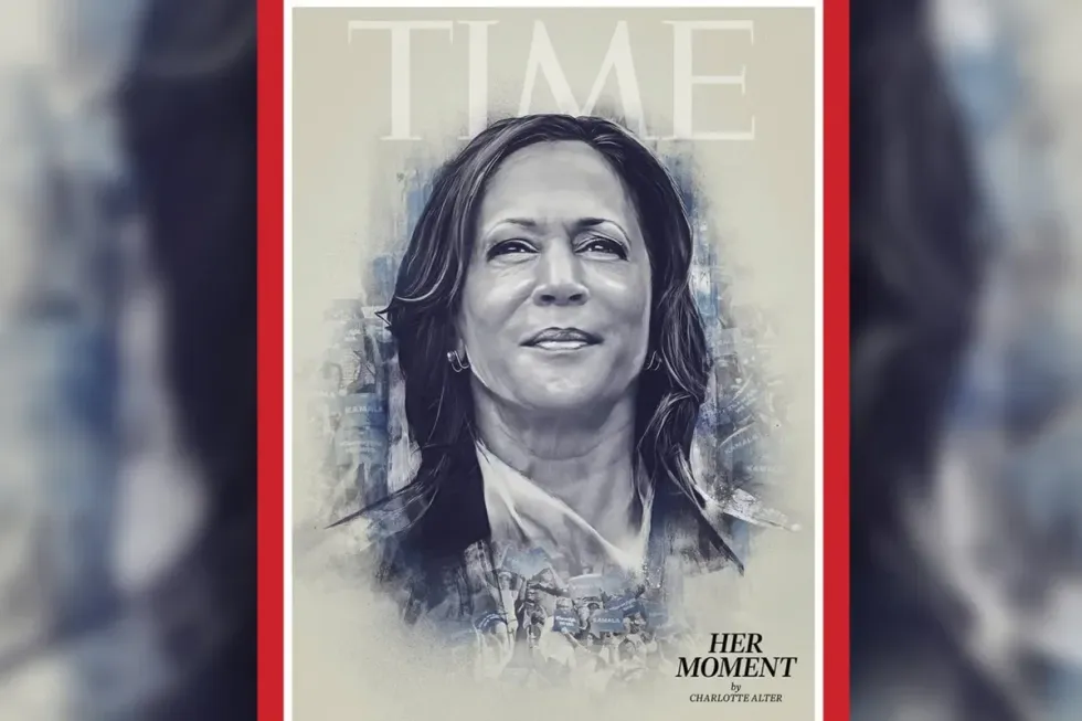 Time magazine cover featuring Kamala Harris