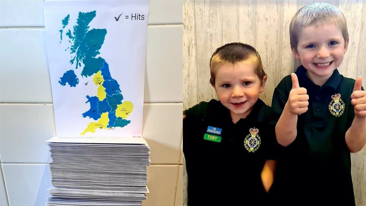 Toby, left, and Tommy, right, have sent more than 1,000 cards as thanks to key workers