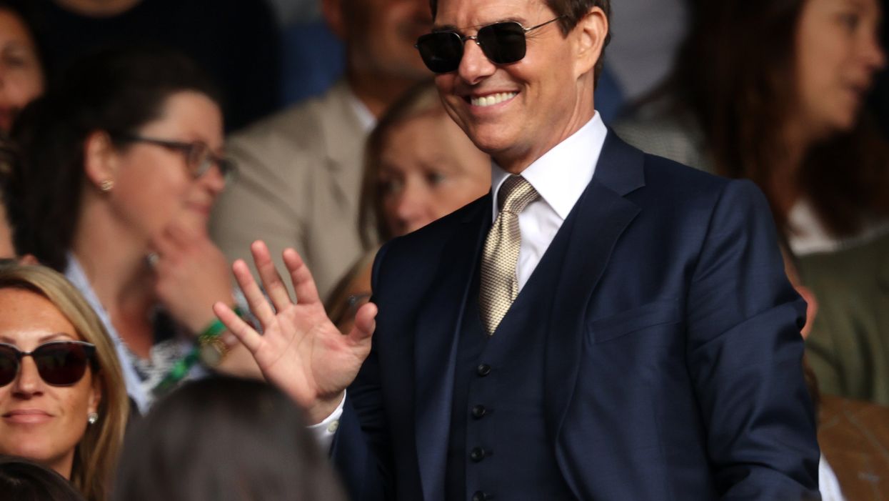 <p>Tom Cruise watches the Ladies' Singles Final match between Ashleigh Barty of Australia and Karolina Pliskova of The Czech Republic  on Day Twelve of The Championships - Wimbledon 2021 at All England Lawn Tennis and Croquet Club on July 10, 2021 in London, England</p>