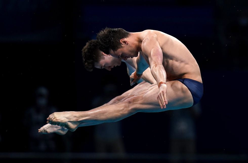 Tom Daley and Matty Lee during their gold medal-winning performance (Adam Davy/PA)