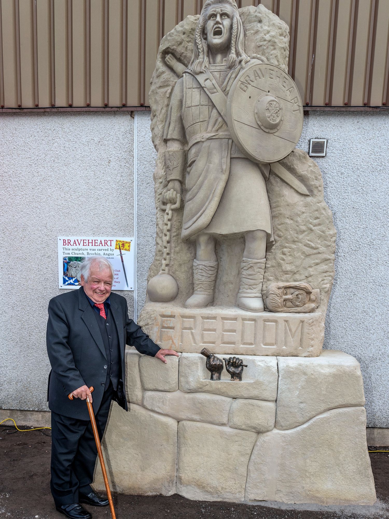 Tommy Church at the unveiling of the Braveheart Statue at Glebe Park in Brechin (Brechin City FC/PA).
