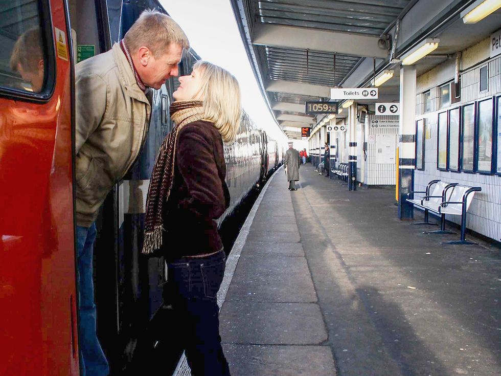 Tony Wilmot was snapped saying goodbye to his girlfriend Sally at Peterborough Railway Station in 1980 and a year later they got married