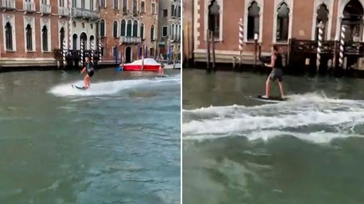 Tourists arrested for cruising down Venice's Grand Canal on motorised surf board