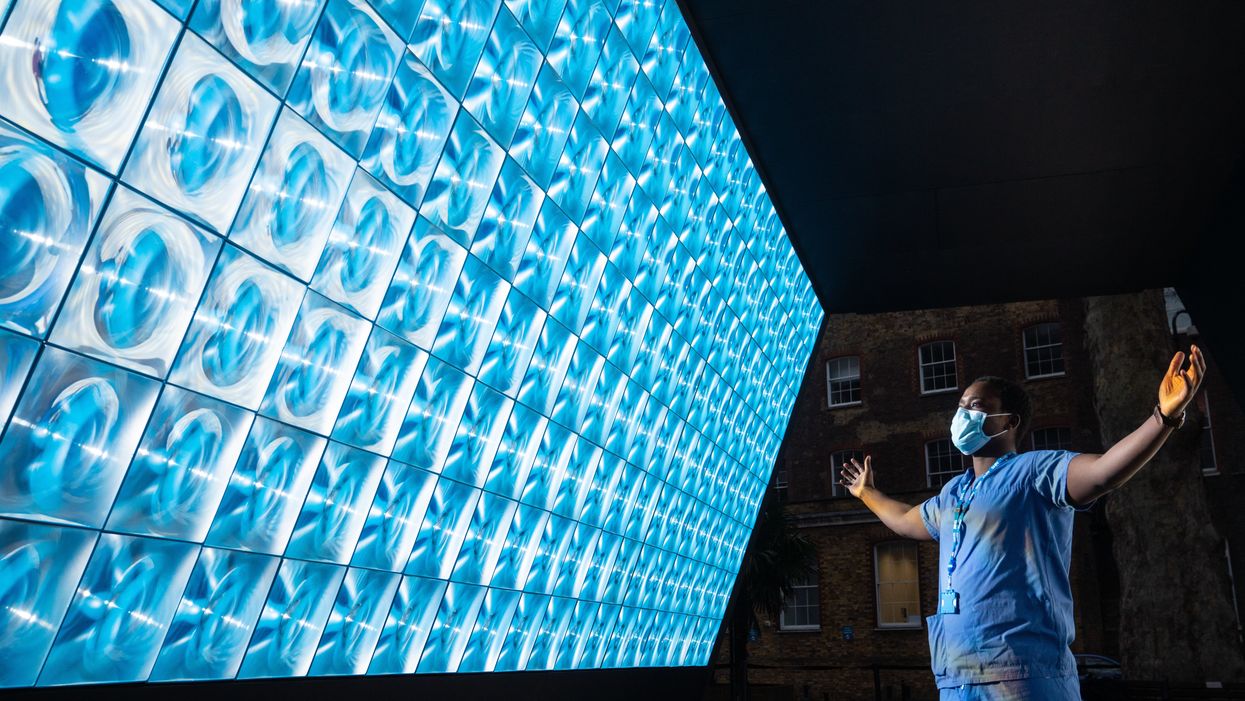 Trauma and orthopaedic surgeon Frank Acquaah looks at the Tunnel of Light at Guy's and St Thomas' Hospital in London