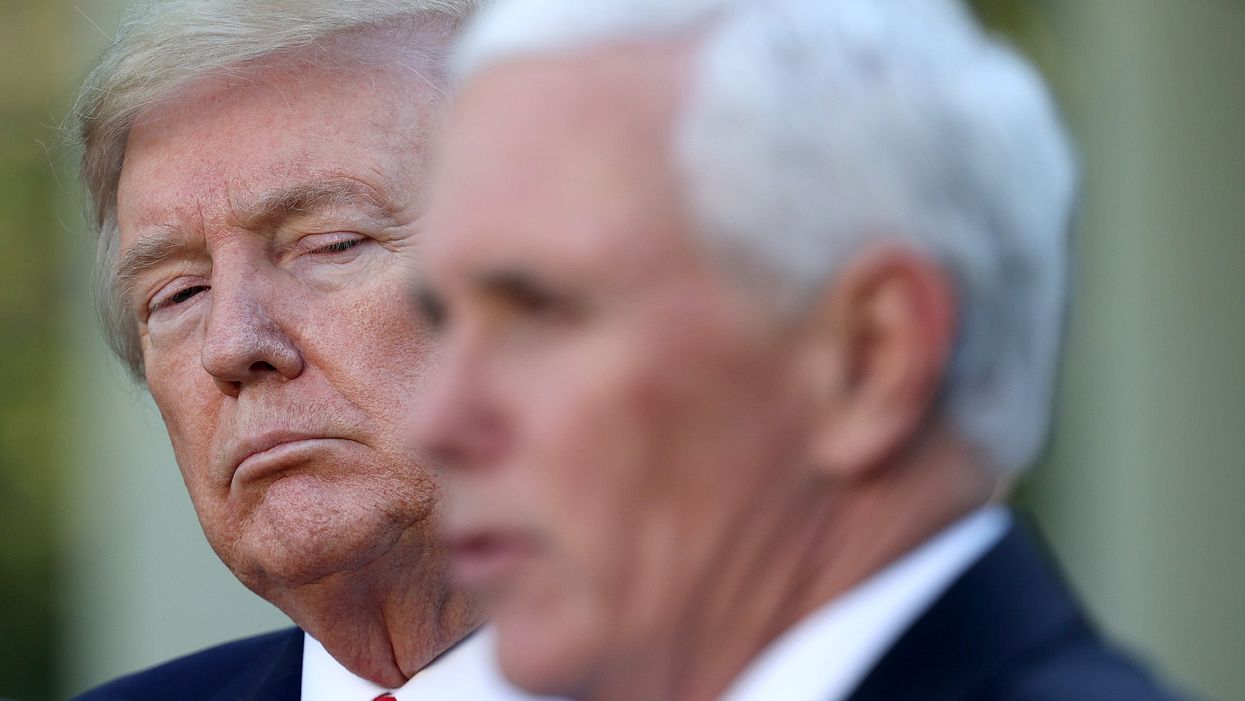 <p>Trump defends chants of “Hang Mike Pence.” </p>