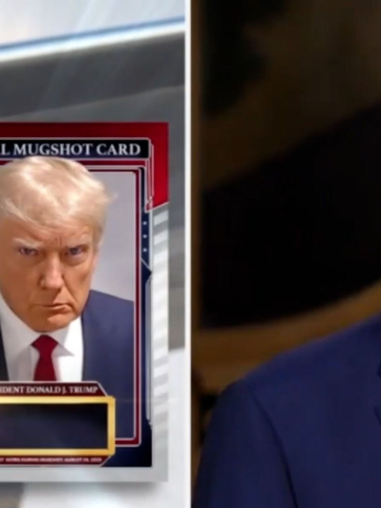 Trump gives away pieces of suit worn in mug shot with $4600 cards