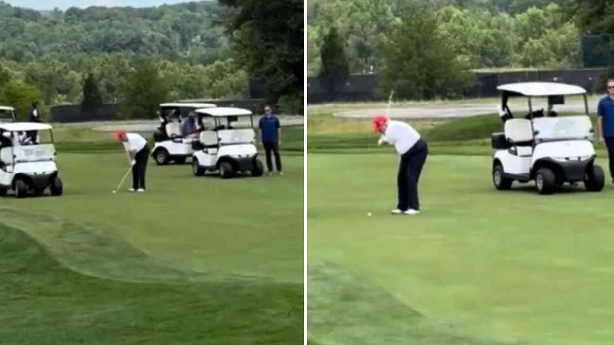 Trump criticised for taking day off to play golf tournament – then bragging about his 'talent'