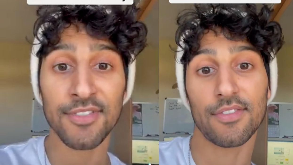 Two portrait photos of a brown man with black curly hair, a beard and a beanie. Text above him in both pictures read: 'Racism at University'.