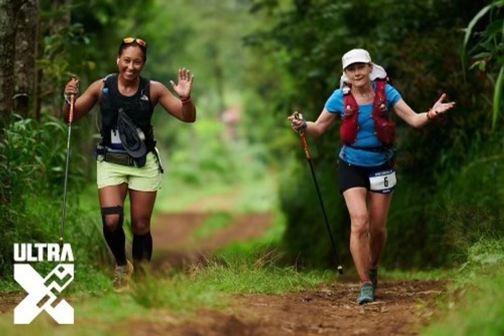 Two woman running