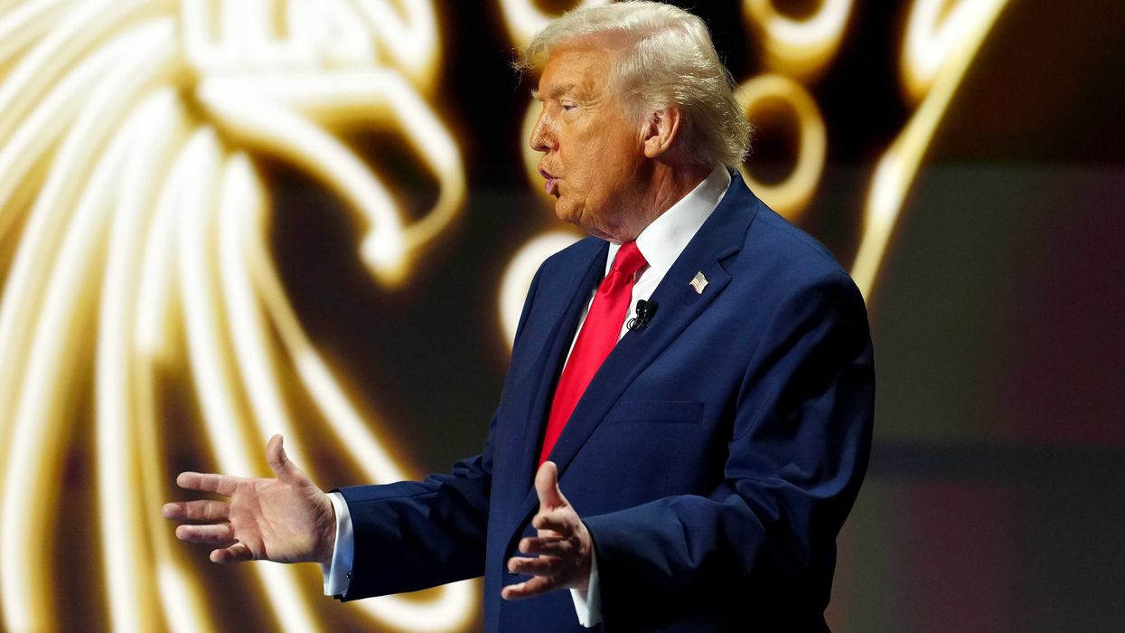 U.S. President Donald Trump speaks on stage during the FIFA World Cup 2026 Official Draw at John F. Kennedy Center for the Performing Arts on December 05, 2025 in Washington, DC