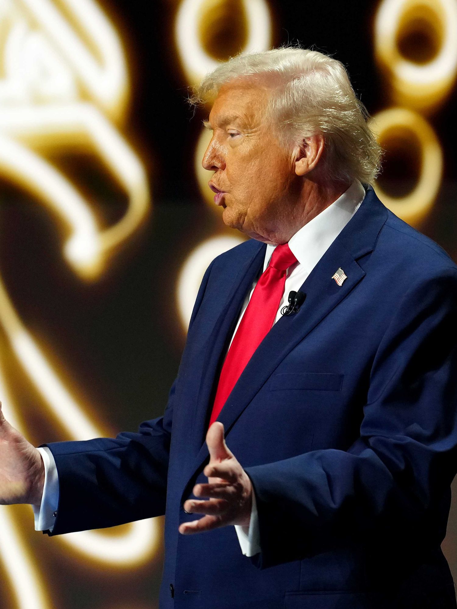 U.S. President Donald Trump speaks on stage during the FIFA World Cup 2026 Official Draw at John F. Kennedy Center for the Performing Arts on December 05, 2025 in Washington, DC