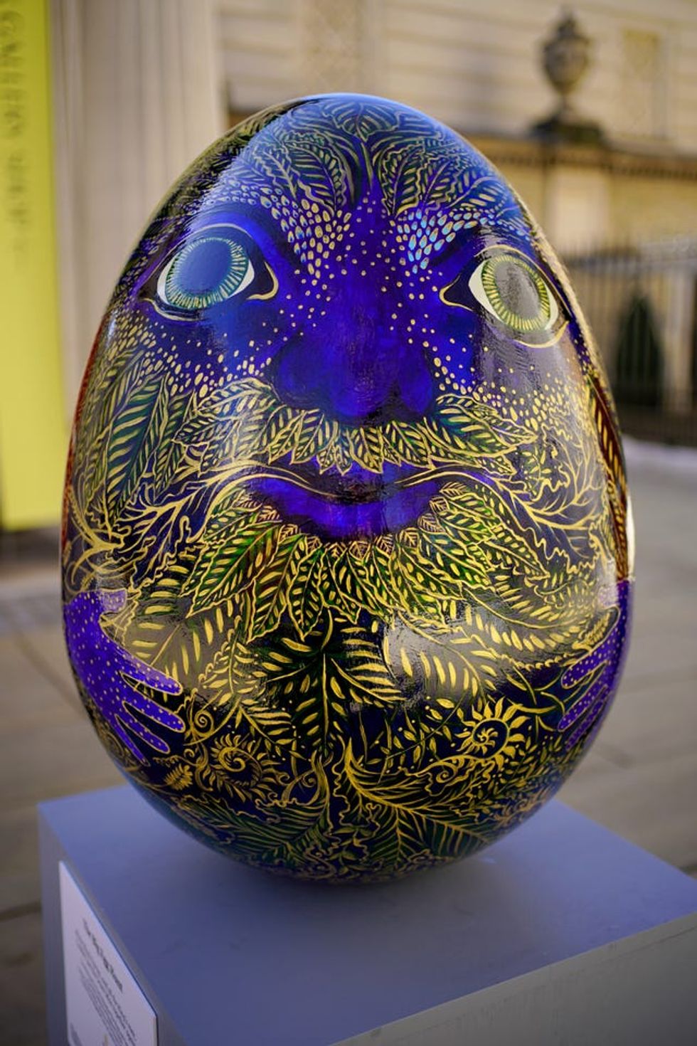 \u2018Green Man Humpty Dumpty Egg\u2019 outside The King\u2019s Gallery
