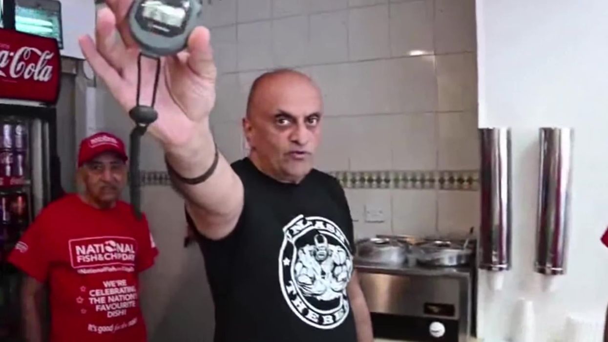 Watch the moment UK man claims chip-wrapping world record