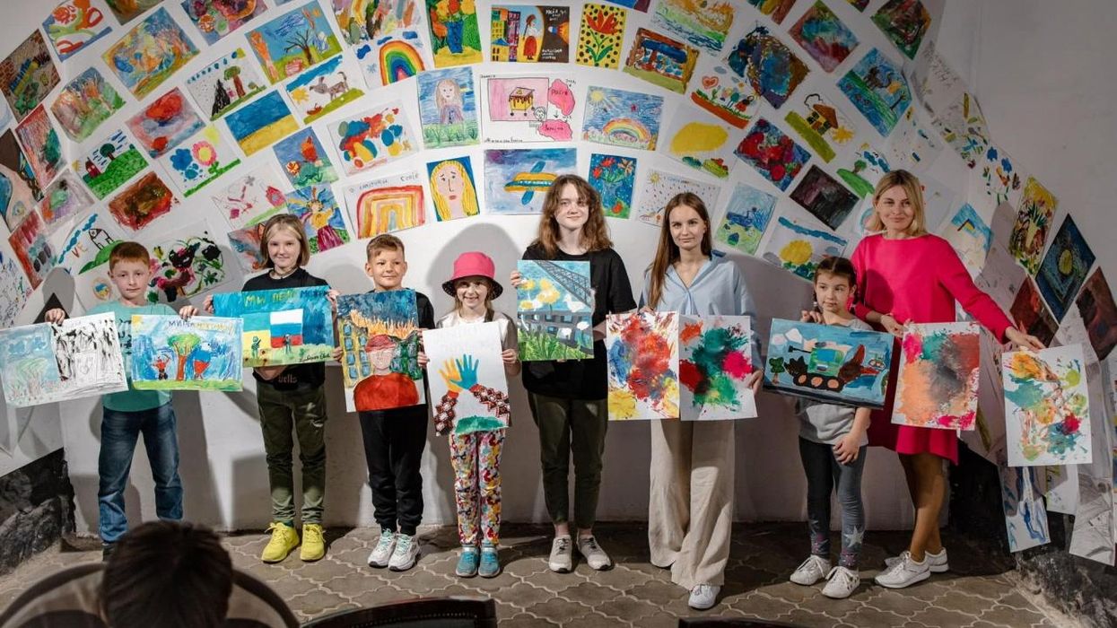 Art by Ukrainian kids displayed at exhibition showing horrors of war through innocent eyes