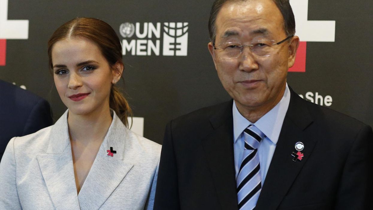UN Women Goodwill Ambassador Emma Watson and UN Secretary General Ban Ki-moon