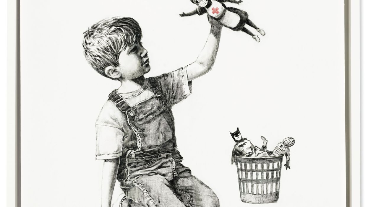 Undated handout image issued by Christie’s of Banksy’s Game Changer
