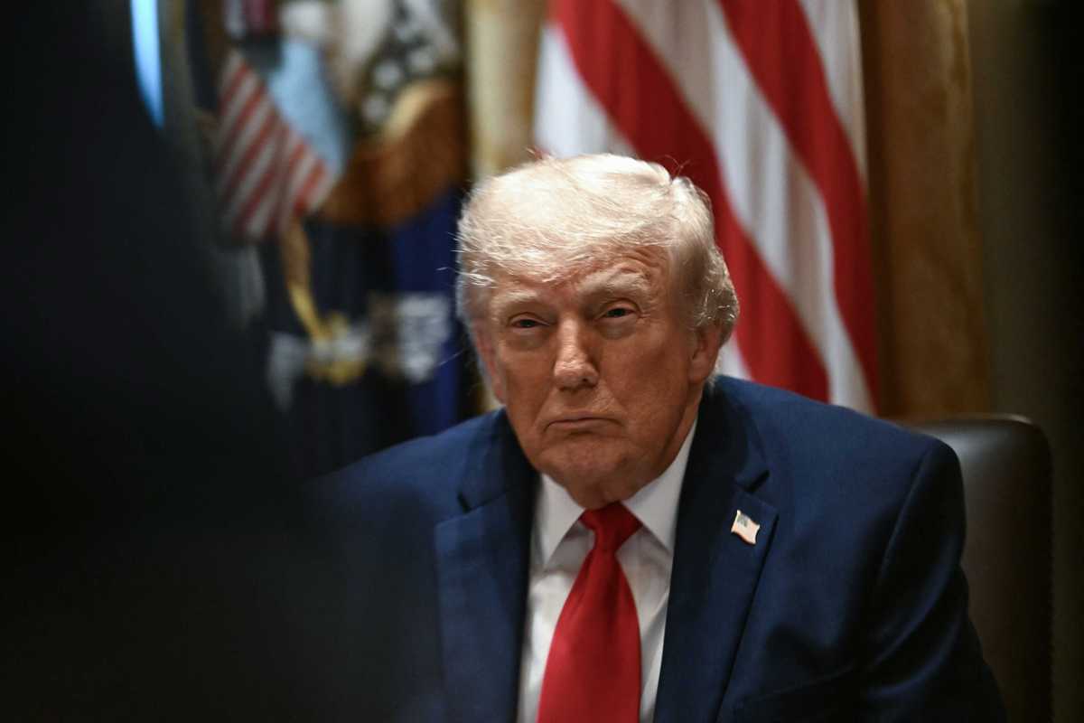 US president Donald Trump in the cabinet room of the White House.