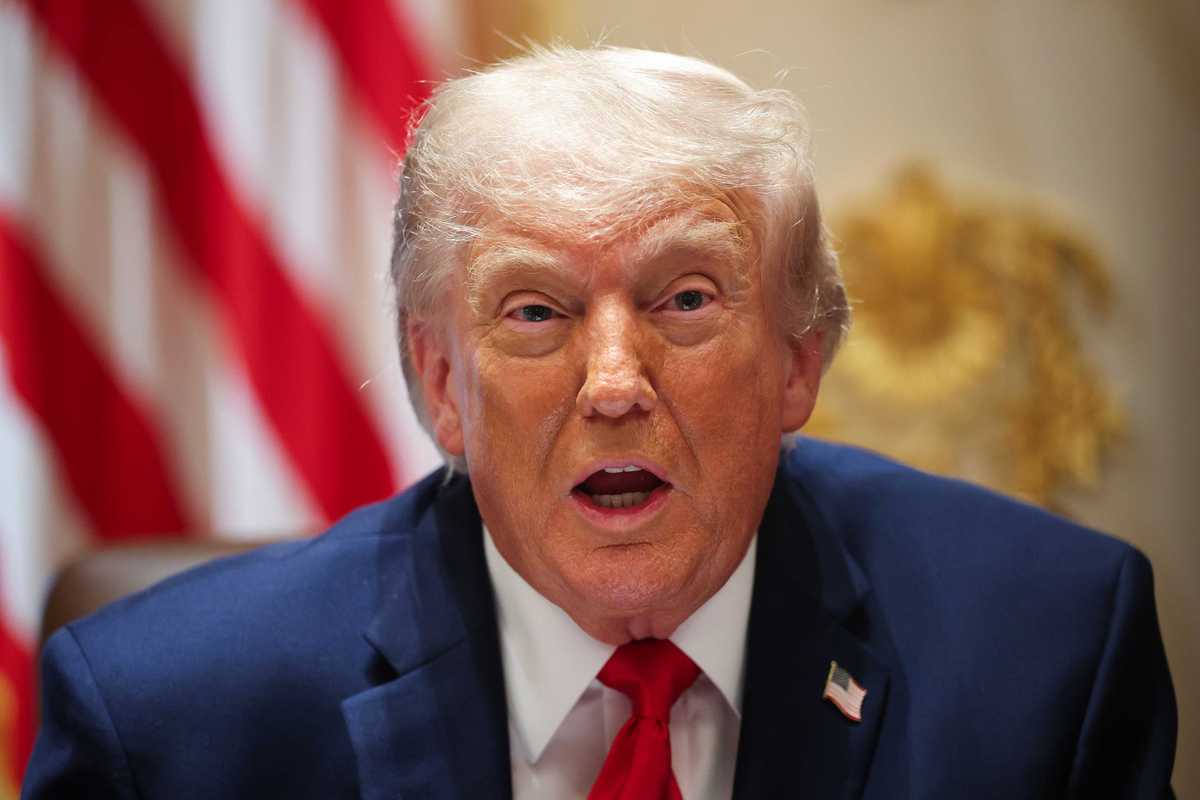 US president Donald Trump speaking in the Cabinet Room of the White House.