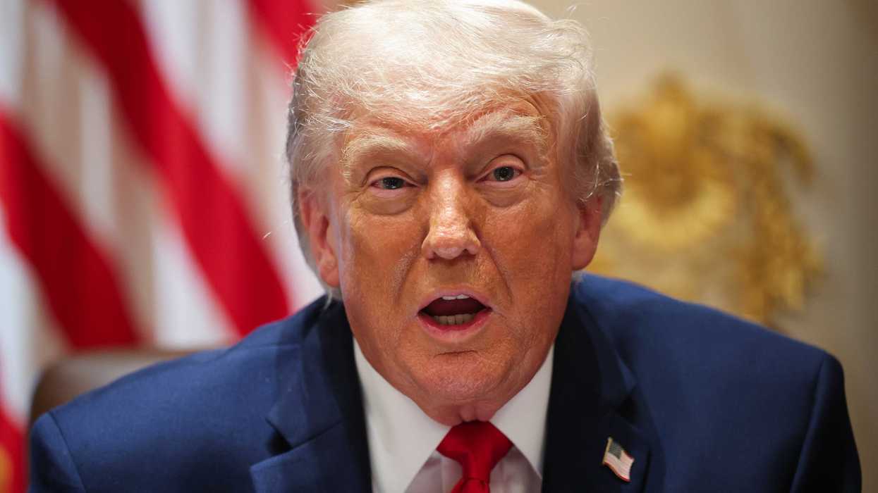 US president Donald Trump speaking in the Cabinet Room of the White House.