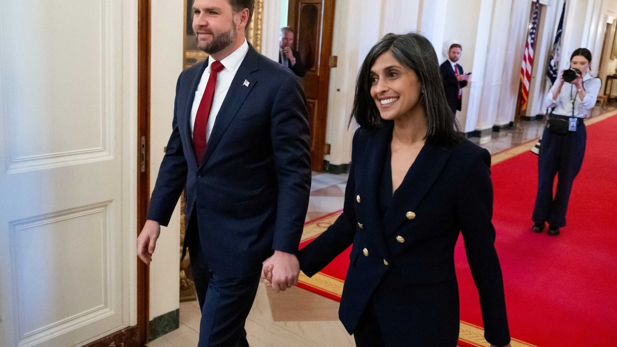 US Vice President JD Vance and Second Lady Usha Vance arrive for President Donald Trump to sign an executive order on foster children and families in the East Room of the White House in Washington, DC, November 13, 2025