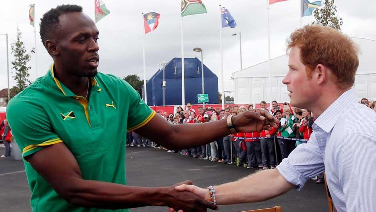 Usain Bolt with Prince Harry at the Commonwealth Games