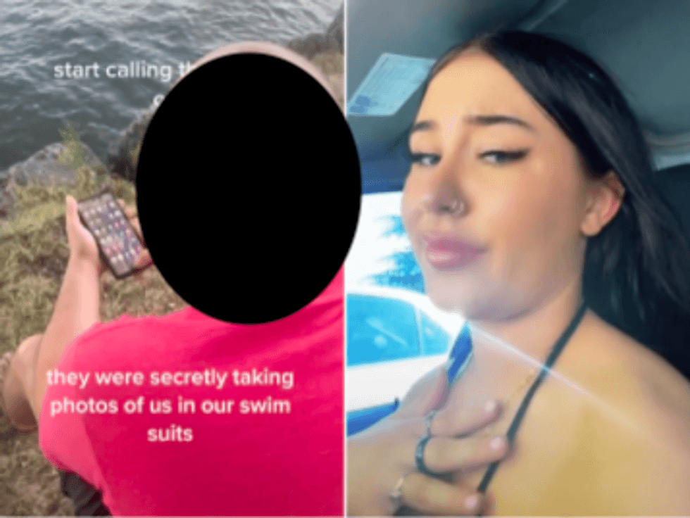 <p>User @dabrielle shared a video of the men, one of whom is pictured left</p>