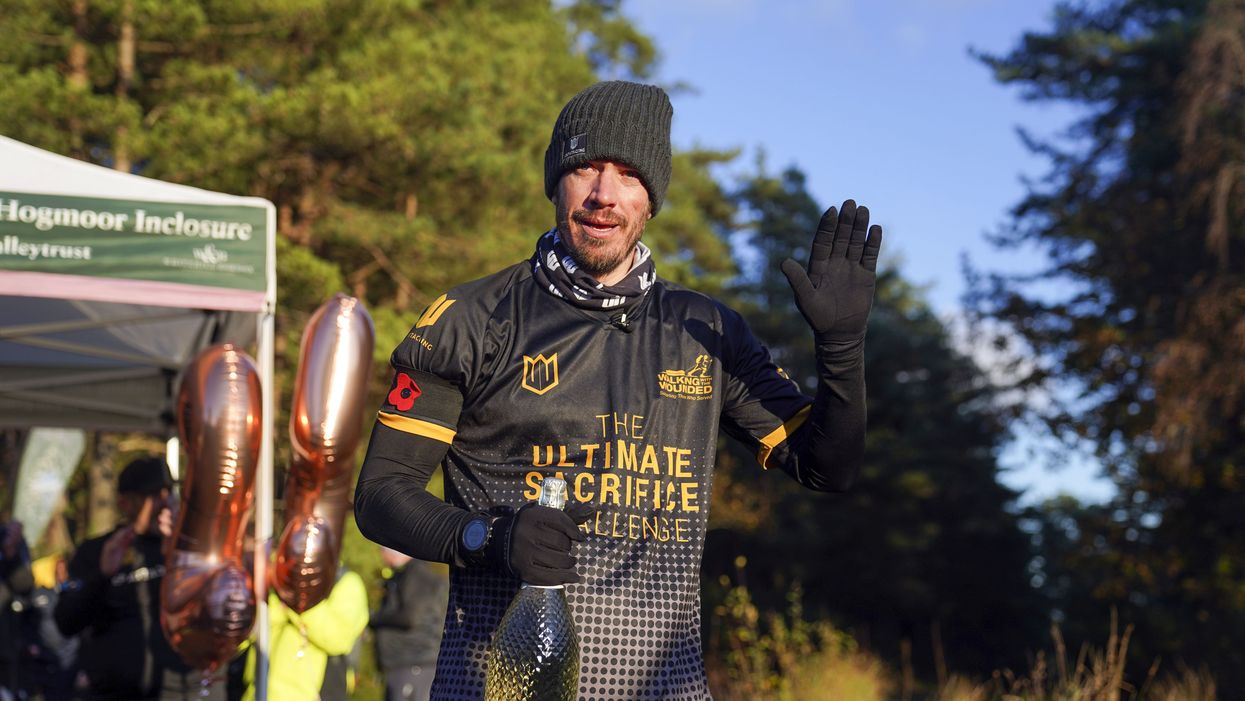 Veteran Brian Wood MC after completing his Ultimate Sacrifice Challenge (Steve Parsons/PA)