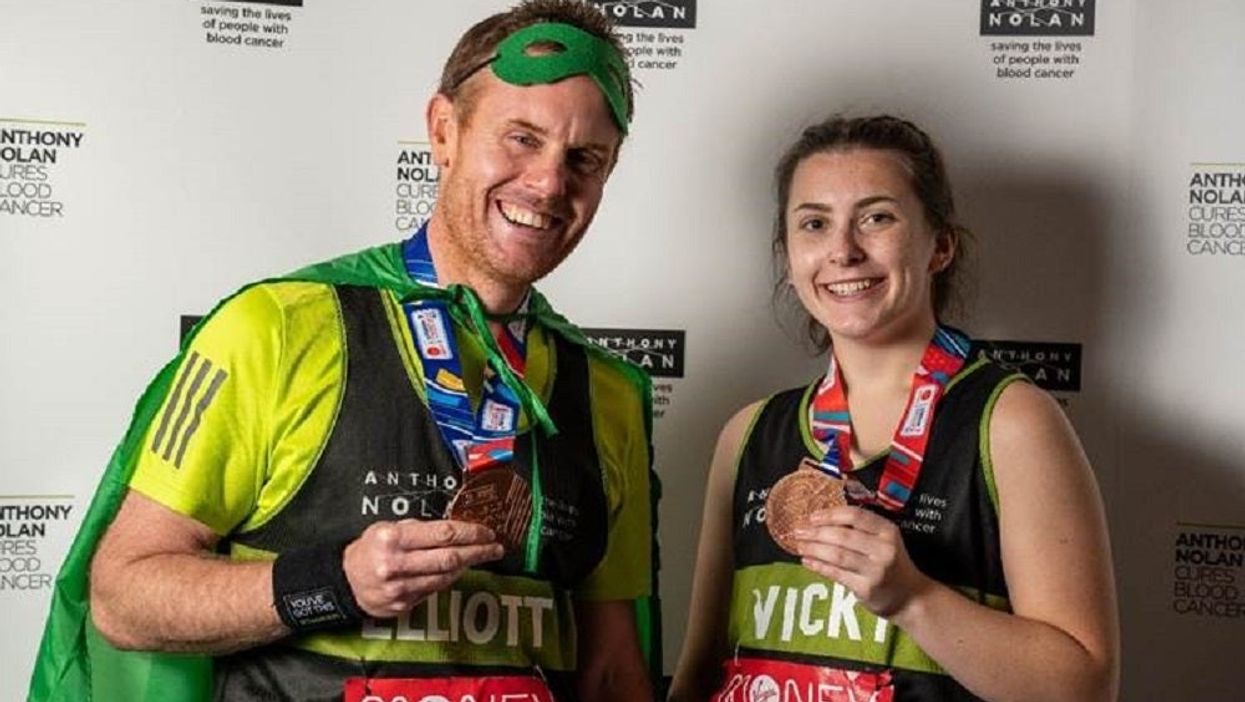 Vicky and Elliott with their London Marathon medals (Anthony Nolan/PA)
