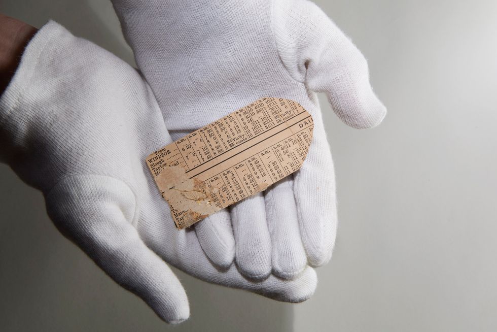 Victorian railway timetable used to repair the screens