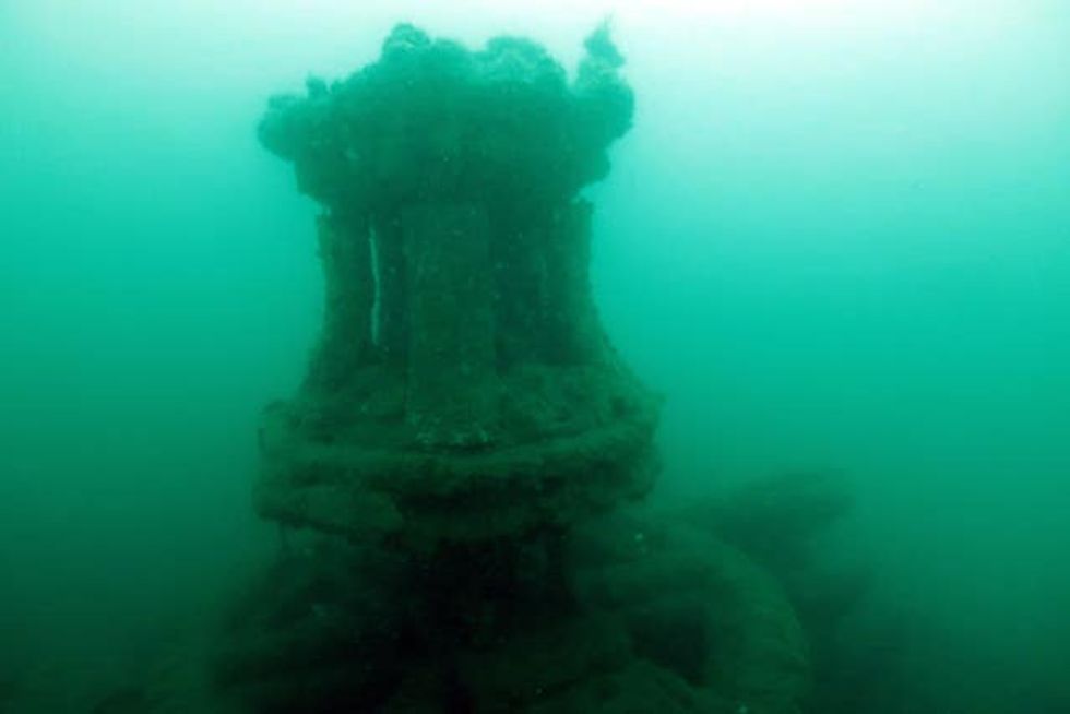 View of a shipwreck under water