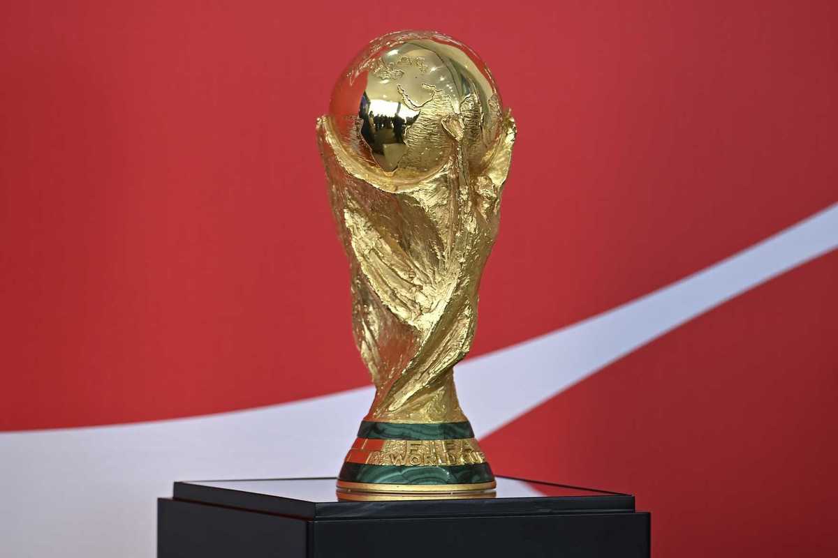 View of the World Cup trophy, as part of the FIFA Trophy Tour at Planalto Palace on February 26, 2026 in Brasilia, Brazil