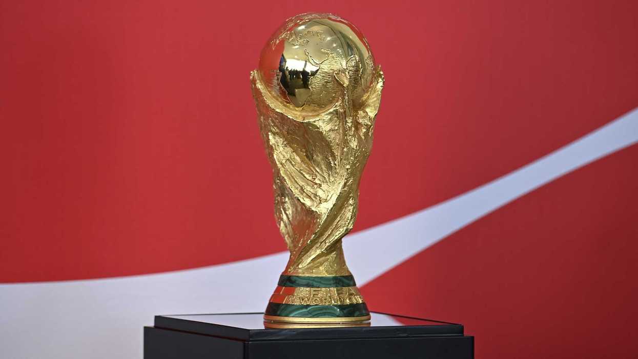 View of the World Cup trophy, as part of the FIFA Trophy Tour at Planalto Palace on February 26, 2026 in Brasilia, Brazil