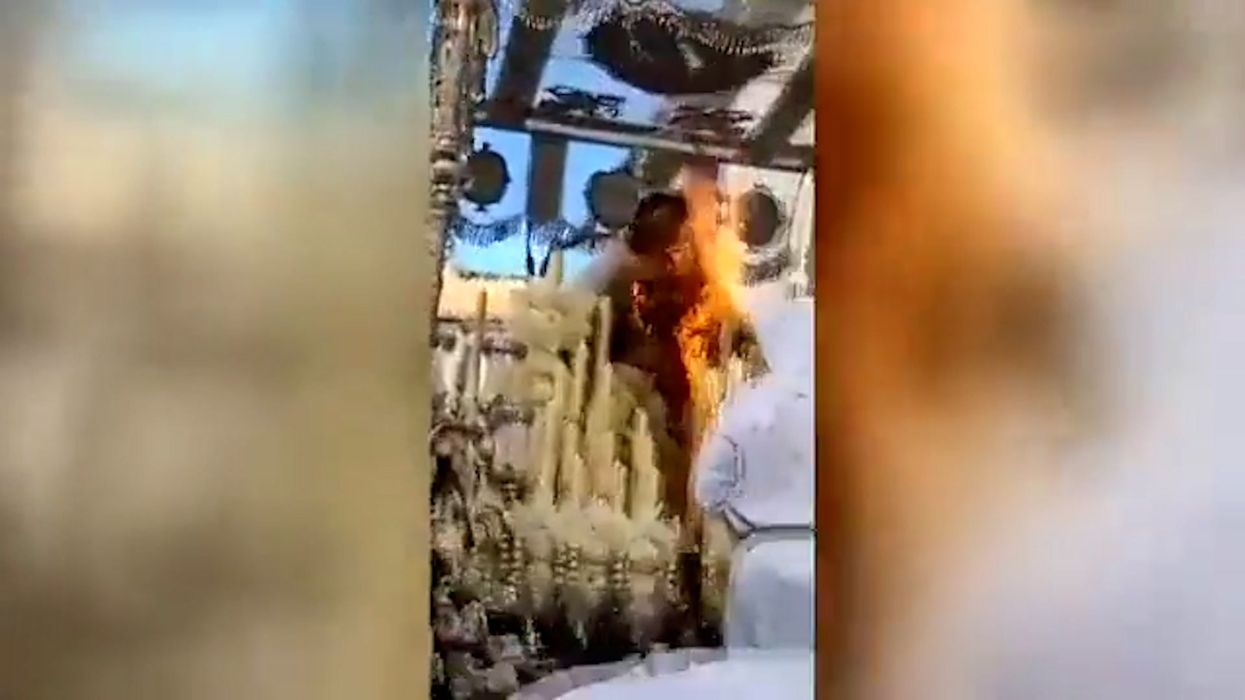 Virgin Mary statue scarily bursts into flames during Easter parade