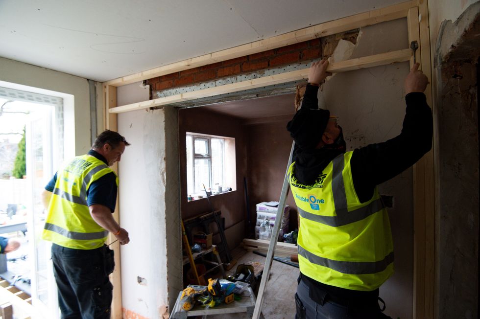 Volunteers from the charity Band of Builders at work