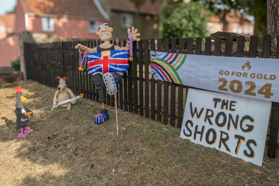 Wallace and Gromit-inspired scarecrows