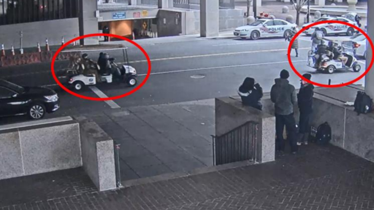 <p>‘We’re en route in a grand theft auto golf cart’</p>