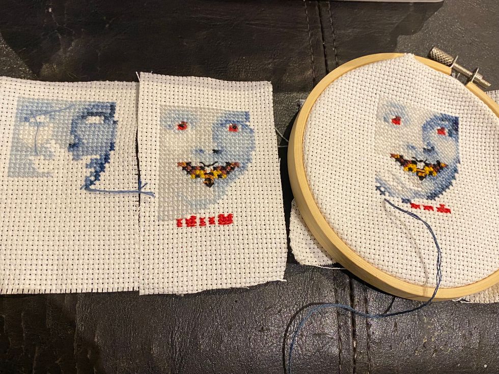 White cloth with stitching on it