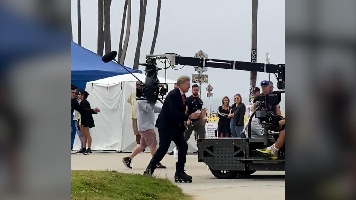 Will Ferrell spotted roller skating on the set of the new Barbie movie