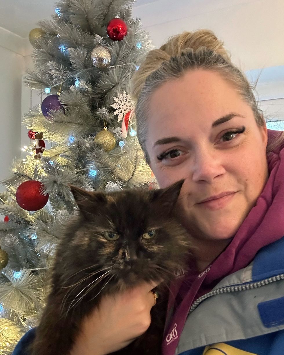 Woman and cat together