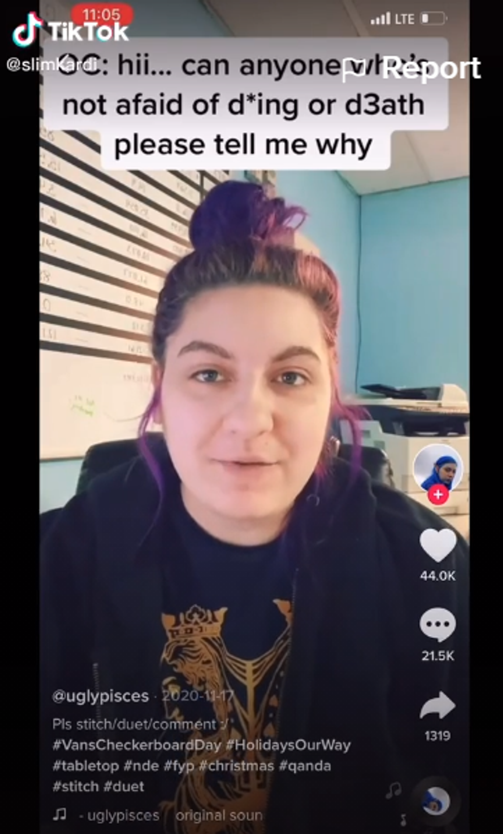 Woman answers this question by another TikToker on near death experience.