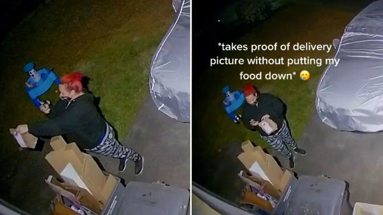 Delivery driver caught pretending to drop off food then stealing it