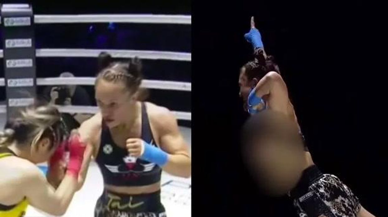 Bare-knuckle fighter flashes breasts at crowd after devastating KO victory