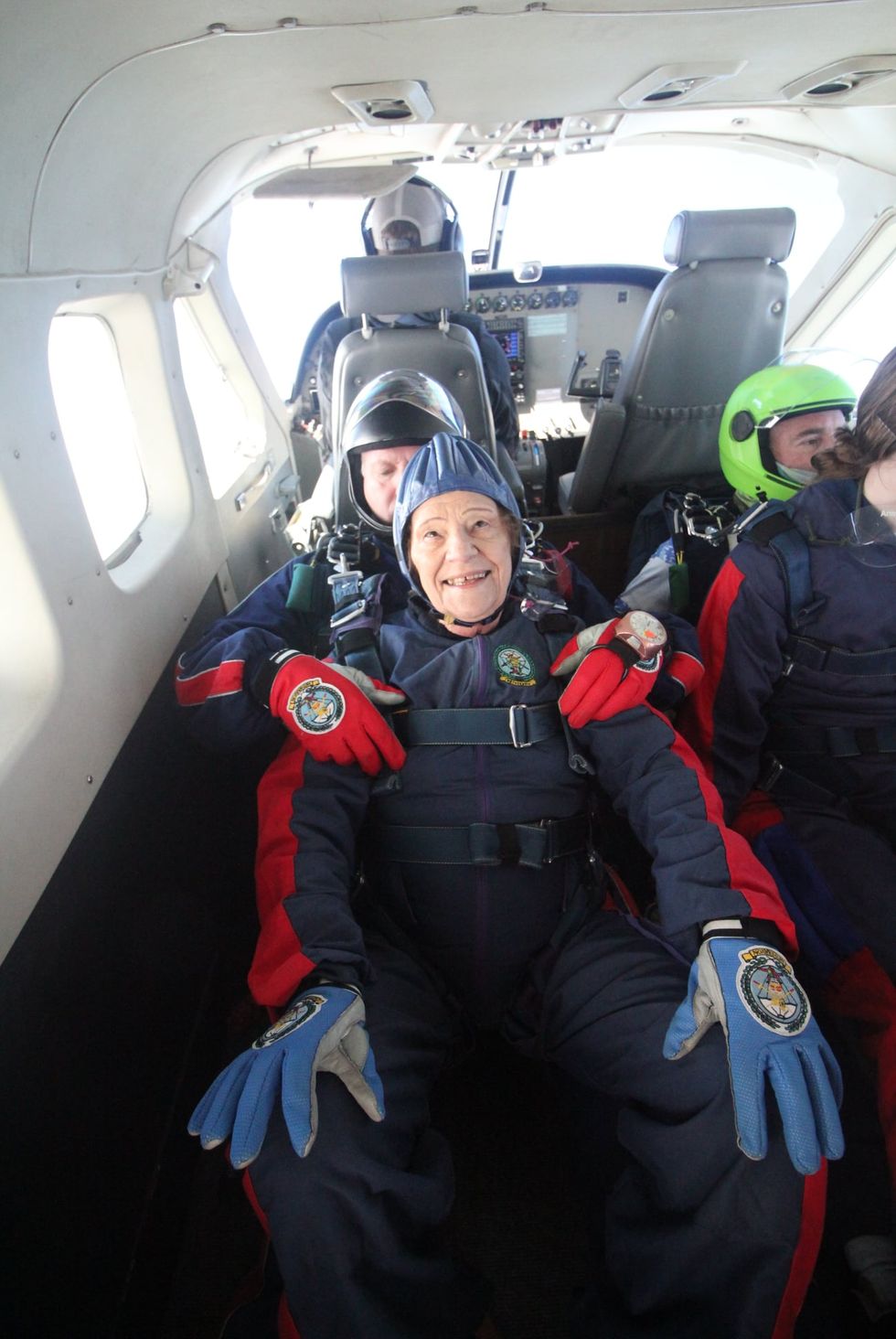 Woman sitting in a plane