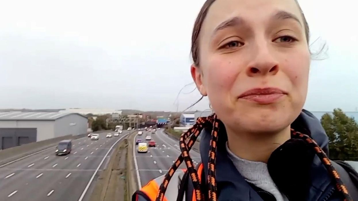 Tearful Just Stop Oil protestor delivers emotional message from M25 gantry