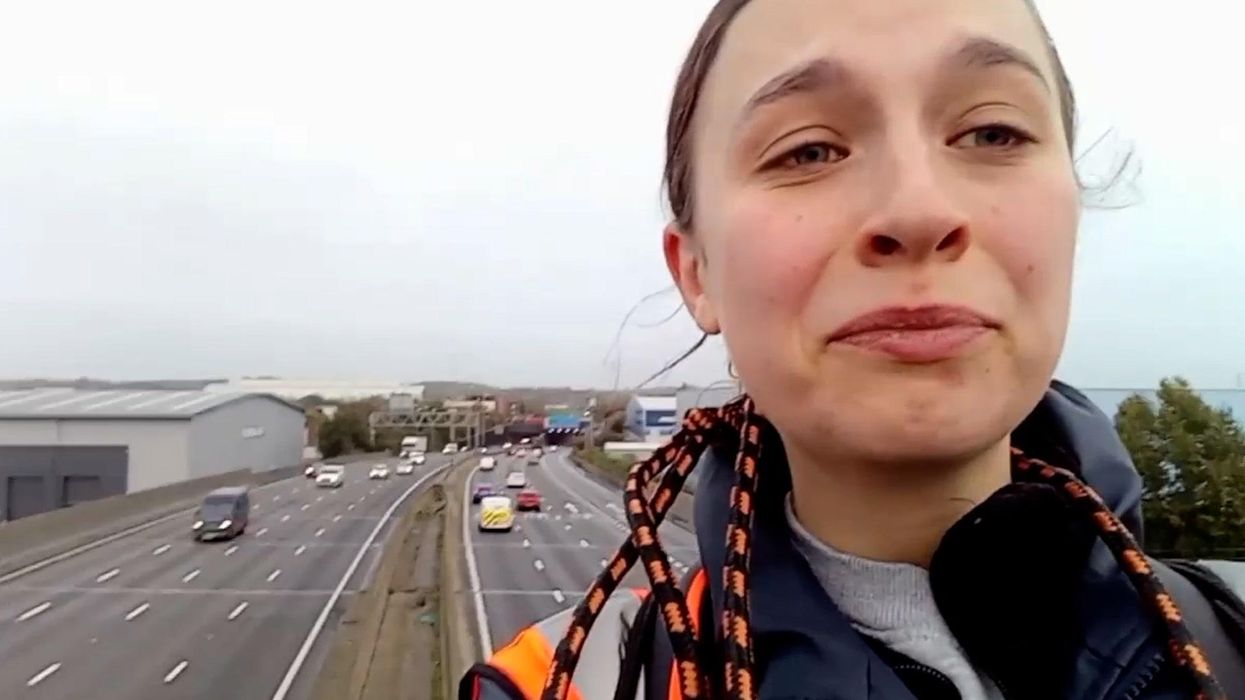 Tearful Just Stop Oil protestor delivers emotional message from M25 gantry