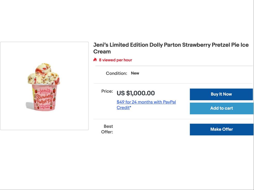 Dolly Parton’s limited edition strawberry ice cream is selling on eBay