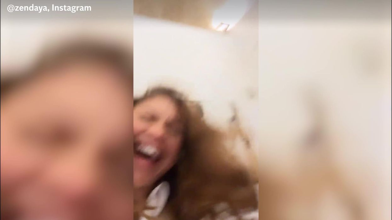 Zendaya laughs at herself after paparazzi catch her falling over